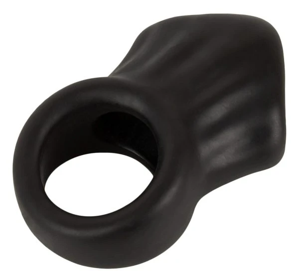 Erecto Cock Ring mit Ball Stretcher, Schwarz, Dehnbar, Silikon