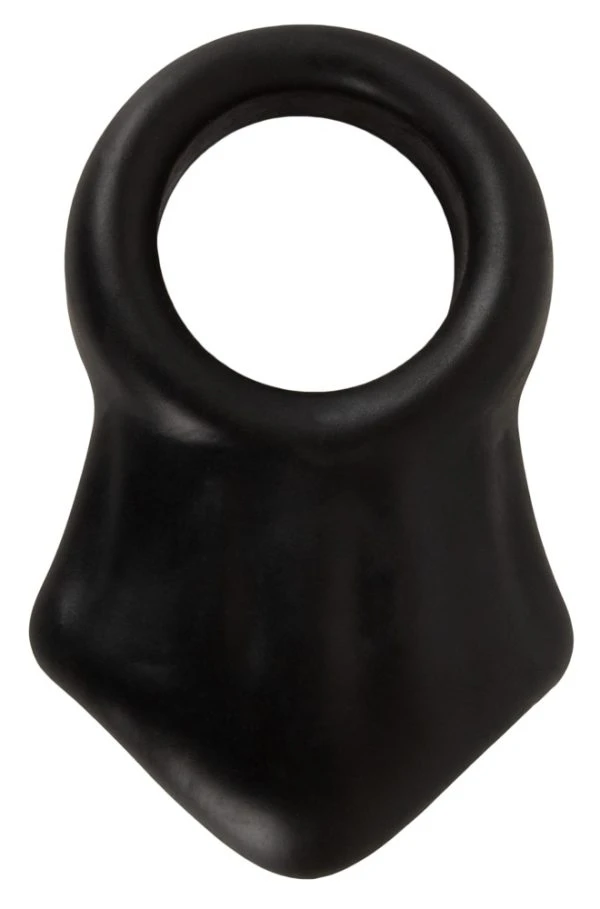 Erecto Cock Ring mit Ball Stretcher, Schwarz, Dehnbar, Silikon
