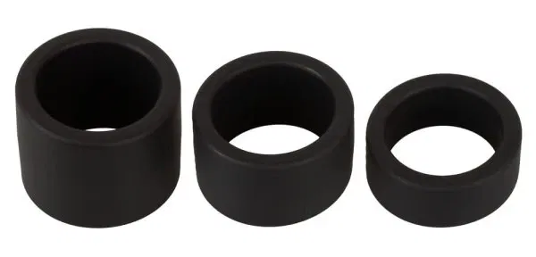 Erecto Ball Stretcher Set 3 Größen Schwarz Silikon Hodenringe