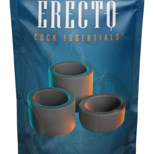 Erecto Ball Stretcher Set 3 Größen Schwarz Silikon Hodenringe