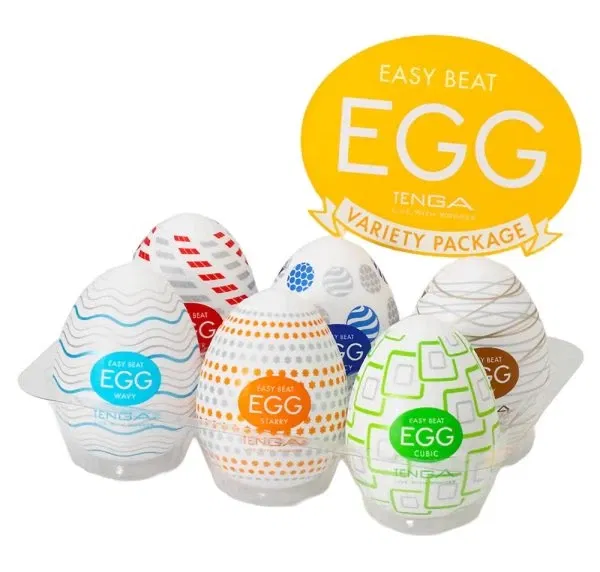 TENGA Egg Variety 6er Set Standard Weiß – Einmal-Masturbatoren mit 6 Reizstrukturen