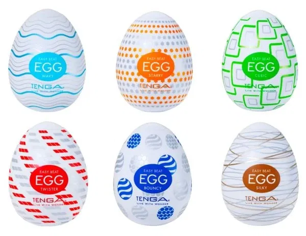 TENGA Egg Variety 6er Set Standard Weiß – Einmal-Masturbatoren mit 6 Reizstrukturen