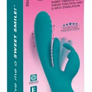 Sweet Smile Smile Rabbit Vibrator mit Thrust Funktion, türkis