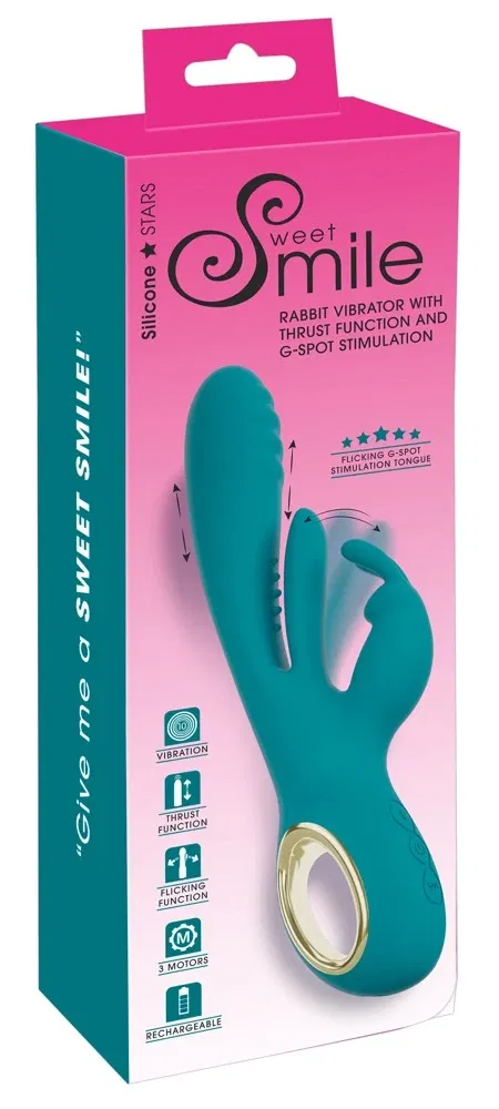 Sweet Smile Smile Rabbit Vibrator mit Thrust Funktion, türkis