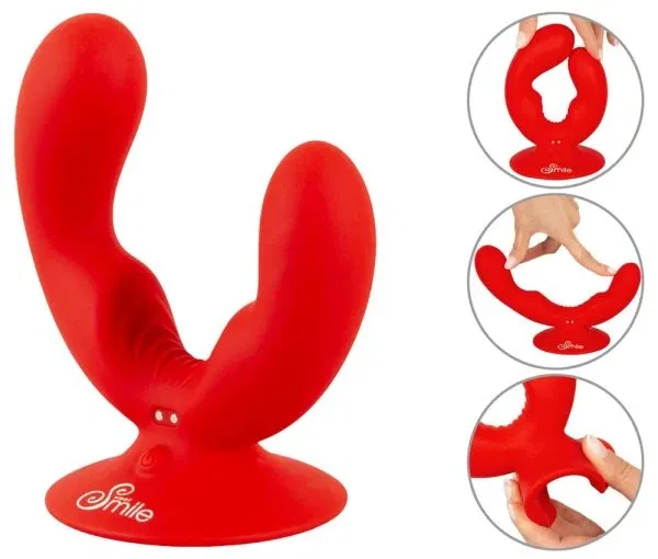 Sweet Smile Dual Vibrator Rot – Doppelte Power mit Saugfuß, Silikon, USB Wiederaufladbar