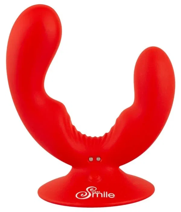 Sweet Smile Dual Vibrator Rot – Doppelte Power mit Saugfuß, Silikon, USB Wiederaufladbar