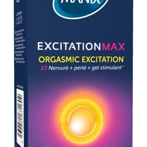 Manix Excitation Max 12er Kondome transparent mit Noppen & Rillen, wärmendes Gleitgel, 52 mm