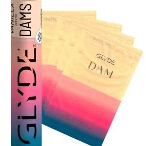 GLYDE Dams Lecktücher Vanille 4er – vegan, hauchdünn, 25x15 cm