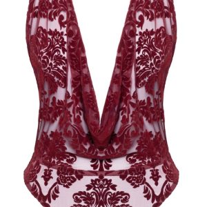 Noir Kink Royal Body rot XL mit Neckholder und samtigem Flockprint Noir Kink Royal Body rot XL mit Neckholder und samtigem Flockprint – Bild 5