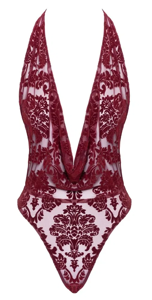 Noir Kink Royal Body rot XL mit Neckholder und samtigem Flockprint Noir Kink Royal Body rot XL mit Neckholder und samtigem Flockprint