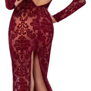 Noir Kink Royal Langarm Kleid XL Burgund Transparenz Samtprint Noir Kink Royal Langarm Kleid XL Burgund Transparenz Samtprint – Bild 3