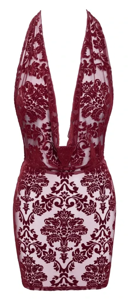 Noir Minikleid Kink Royal rot S – Samtige Transparenz mit Wasserfall-Ausschnitt Noir Minikleid Kink Royal rot S – Samtige Transparenz mit Wasserfall-Ausschnitt