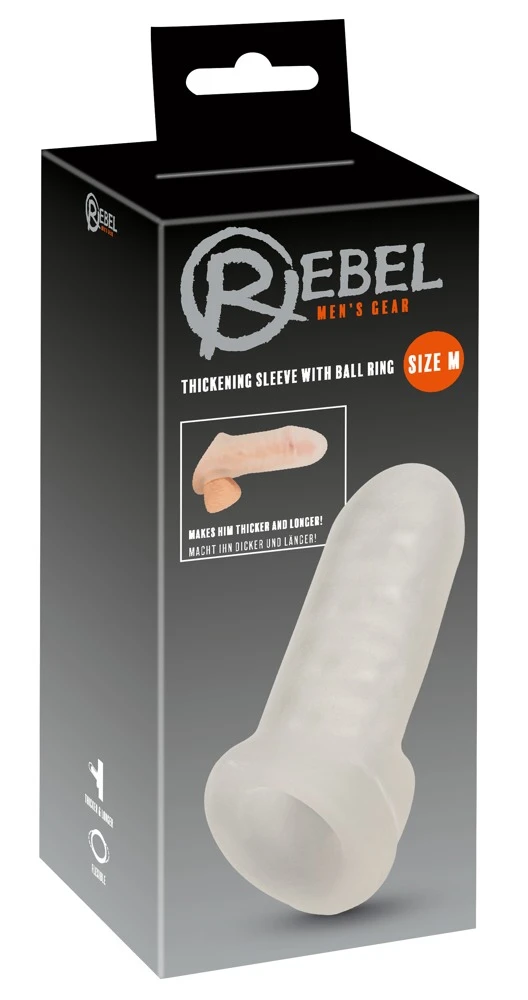 Rebel Thickening Sleeve mit Hodenring transparent M
