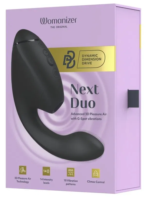 Womanizer Next Duo Schwarz – Dual-Stimulator mit 3D Pleasure Air & Dynamic Dimension Drive