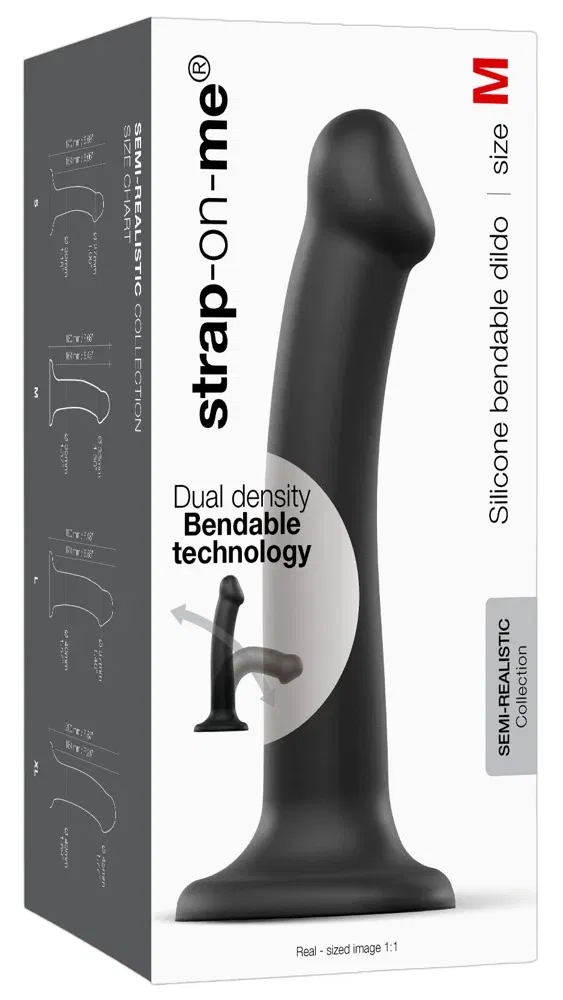 strap-on-me Semi-Real.Dildo M Schwarz 18 cm Dual Density Silikon