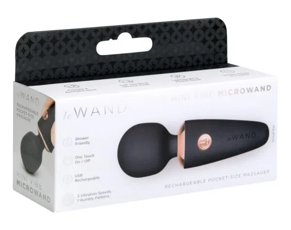 le Wand Mini Microwand Schwarz – Kompakter Mini-Vibrator mit 7 Modi & USB-Ladekabel