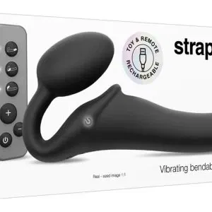 strap-on-me Vibrating Strap-On M Schwarz – 3 Motoren, Fernbedienung, wasserdicht
