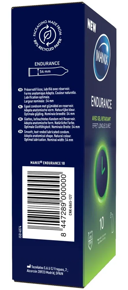 Manix Endurance Kondome 10er transparent verlängernd 53 mm
