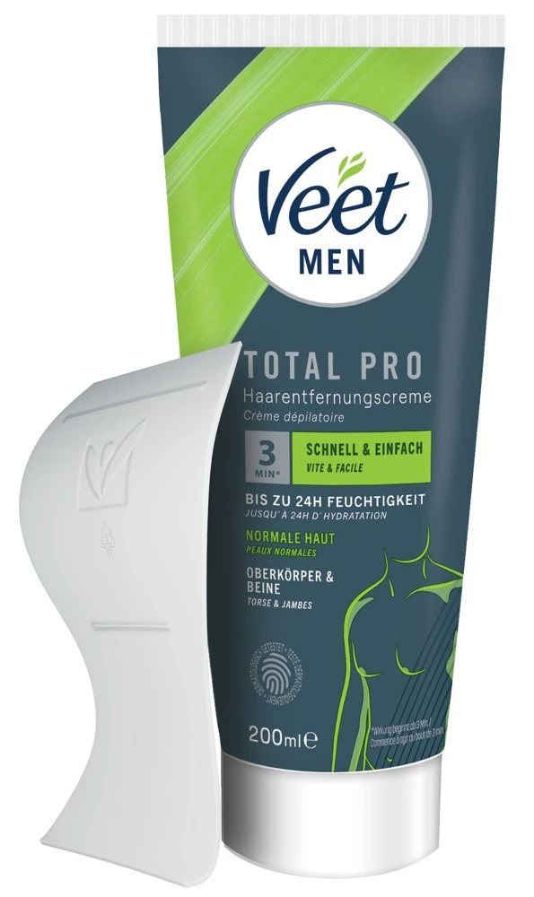 Veet Men Total Pro Haarentfernungscreme 200 ml – Schnelle & Glatte Haut