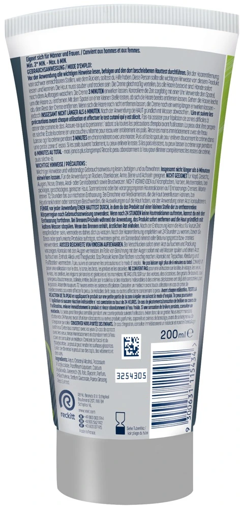 Veet Men Total Pro Haarentfernungscreme 200 ml – Schnelle & Glatte Haut