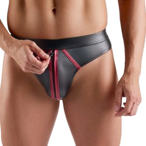 Svenjoyment Riostring L Schwarz Wetlook mit Roten Kontraststreifen Svenjoyment Riostring L Schwarz Wetlook mit Roten Kontraststreifen – Bild 3