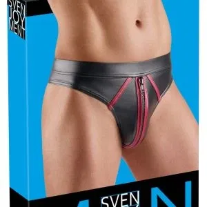 Svenjoyment Riostring L Schwarz Wetlook mit Roten Kontraststreifen