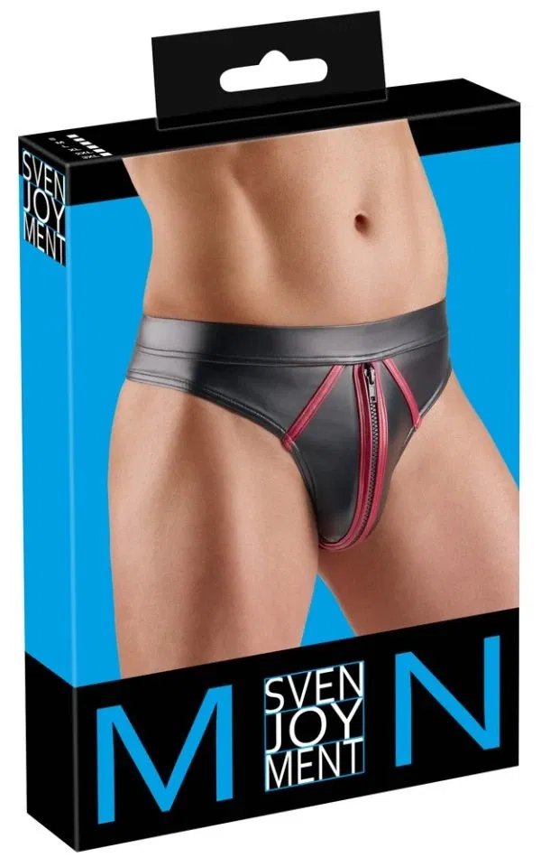 Svenjoyment Riostring L Schwarz Wetlook mit Roten Kontraststreifen