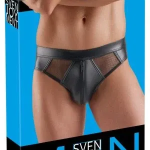 Svenjoyment Wetlook Slip L schwarz mit transparenten Netzeinsätzen