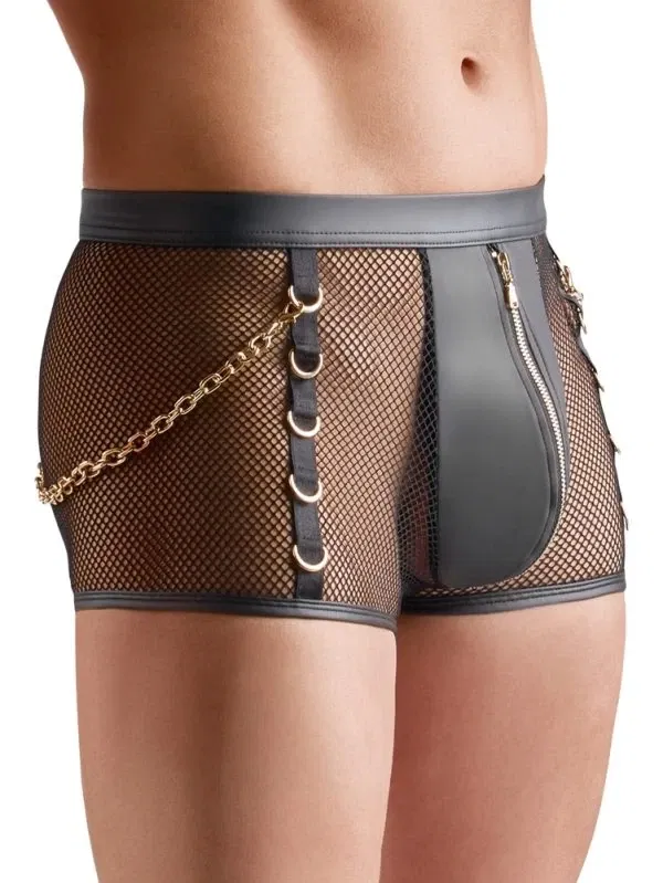Svenjoyment Herren Netz Pants Wetlook Schwarz 3XL mit goldfarbenen Details