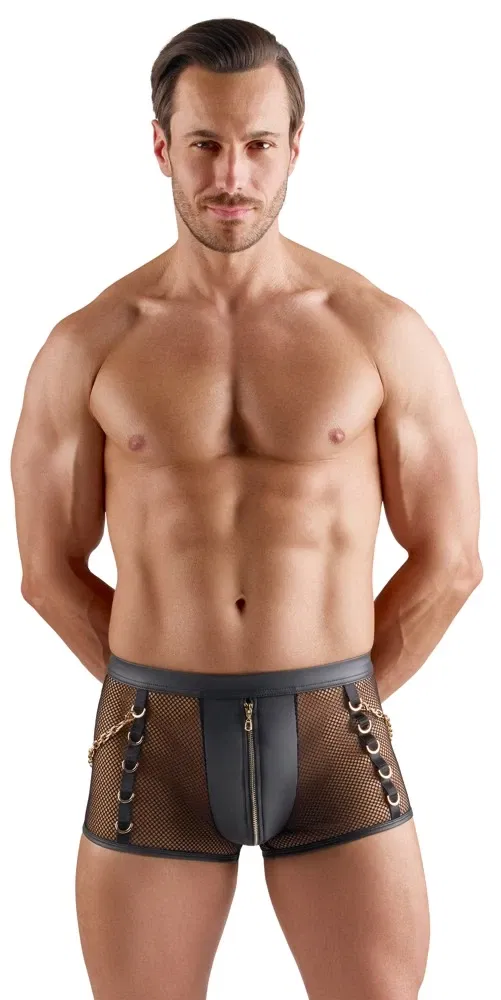 Svenjoyment Herren Netz Pants Wetlook Schwarz 3XL mit goldfarbenen Details