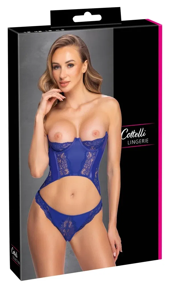Cottelli LINGERIE Trägerlose Corsage & Riostring Set Blau M