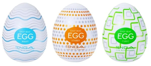 TENGA Egg Standard 3er Set weiß – Einmal-Masturbatoren mit innovativen Reizstrukturen