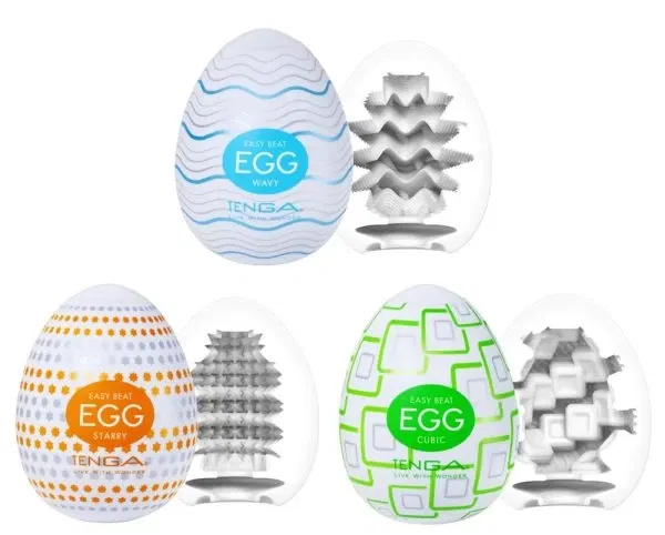 TENGA Egg Standard 3er Set weiß – Einmal-Masturbatoren mit innovativen Reizstrukturen