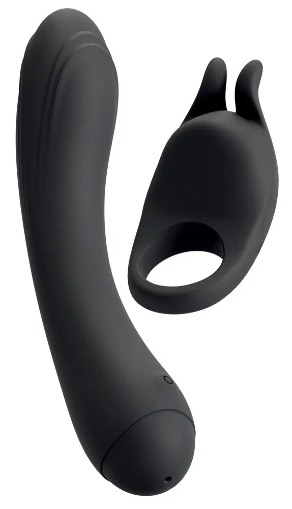 Couples Choice Duo Vibrator 3-in-1 Schwarz – Rabbit-Vibe mit Penisring & 7 Modi