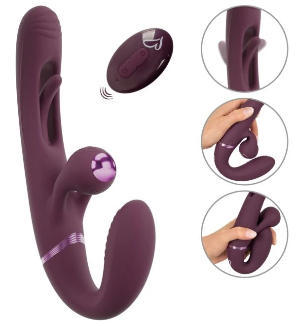JAVIDA Strapless Strap-On Vibrator purple – Dual Vibrator with Flicking Tongue JAVIDA Strapless Strap-On Vibrator purple – Dual Vibrator with Flicking Tongue