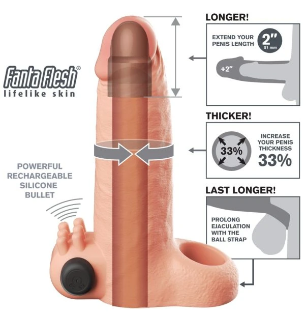 Fantasy X-tensions Vibrating Real Feel 2in Penis Sleeve Fantasy X-tensions Vibrating Real Feel 2in Penis Sleeve