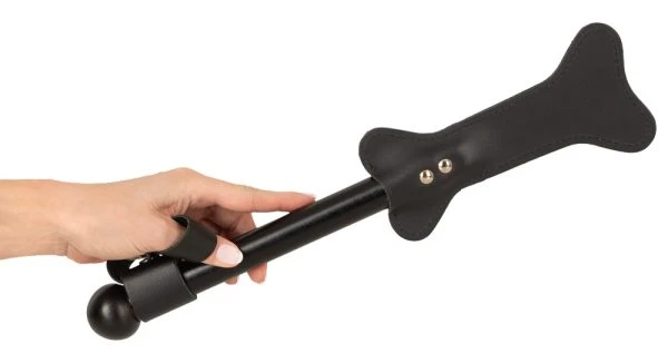 ZADO Leder-Paddel Hundeknochen 38 cm zwart