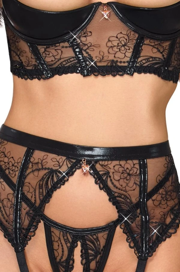 Cottelli LINGERIE Straps-Set ouvert schwarz