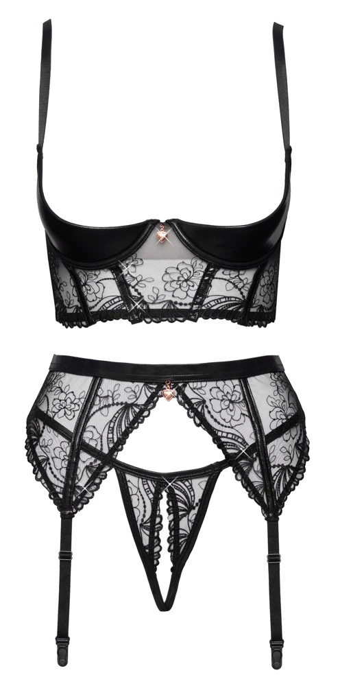 Cottelli LINGERIE Straps-Set ouvert schwarz
