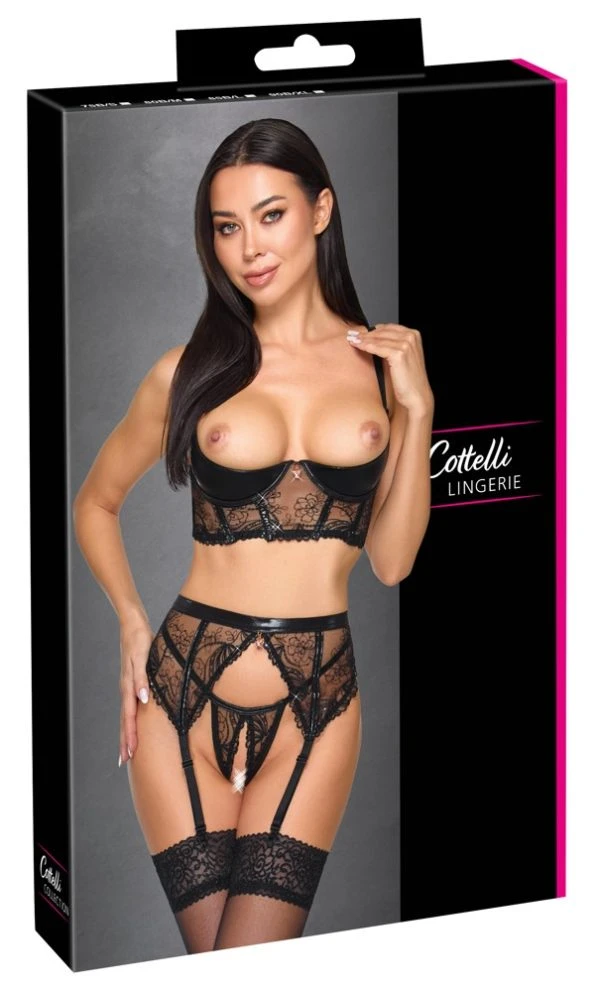 Cottelli LINGERIE Straps-Set ouvert schwarz