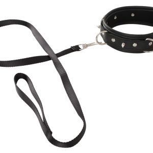 Vegan Fetish Collar with Leash black Vegan Fetish Collar with Leash black - Image 2