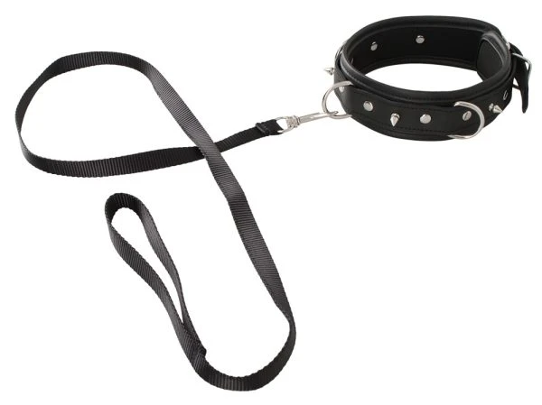 Vegan Fetish Collar with Leash black