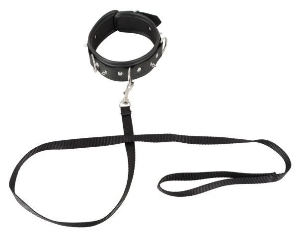 Vegan Fetish Collar with Leash black