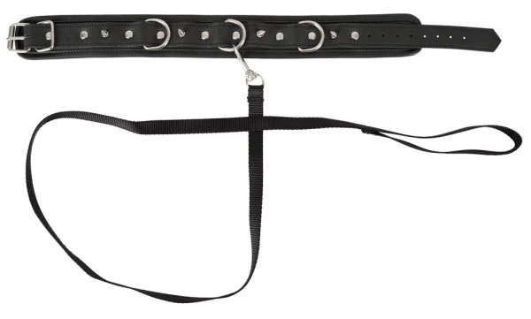 Vegan Fetish Collar with Leash black
