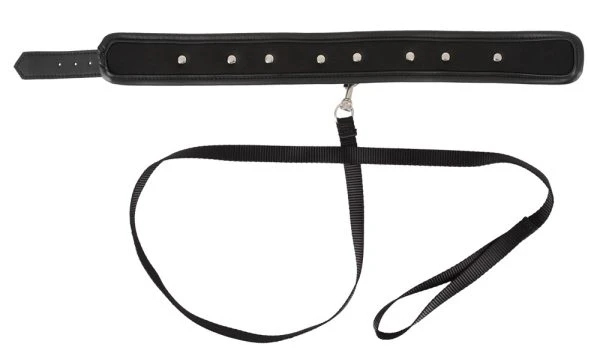 Vegan Fetish Collar with Leash black