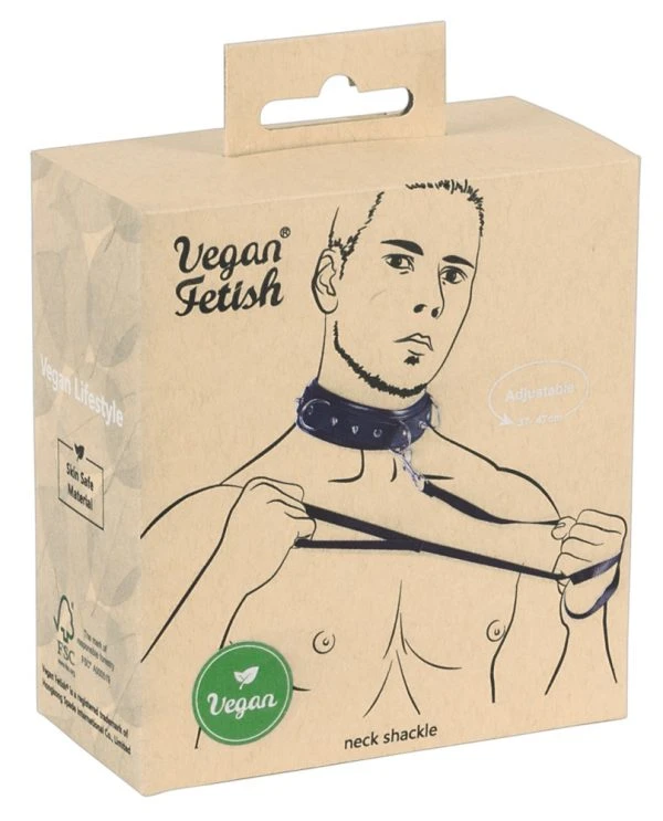 Vegan Fetish Collar with Leash black