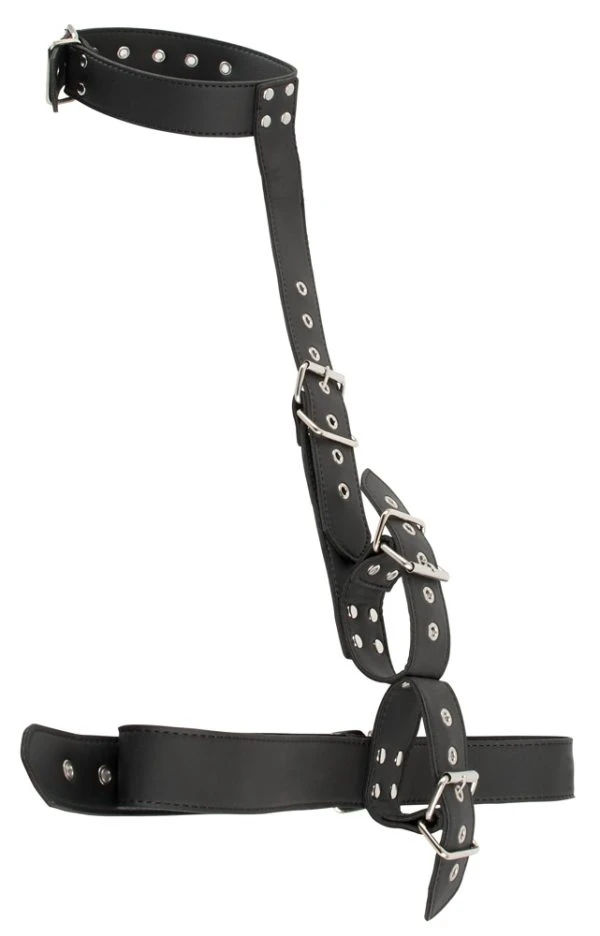 Vegan Fetish Hals-Handfessel Set schwarz