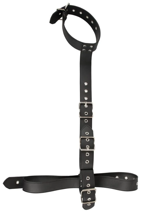 Vegan Fetish Hals-Handfessel Set schwarz