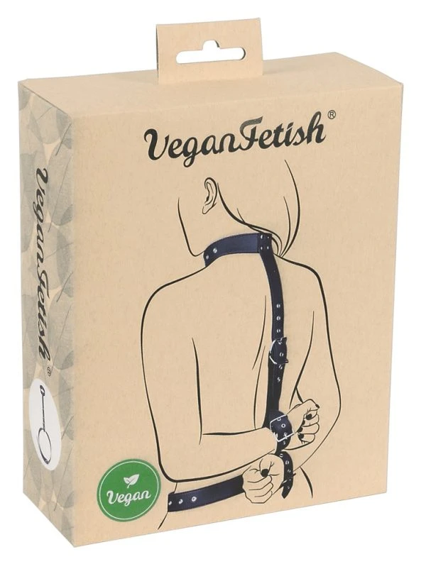 Vegan Fetish Hals-Handfessel Set schwarz