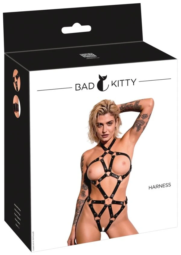 Bad Kitty Metall Harness S-L zwart